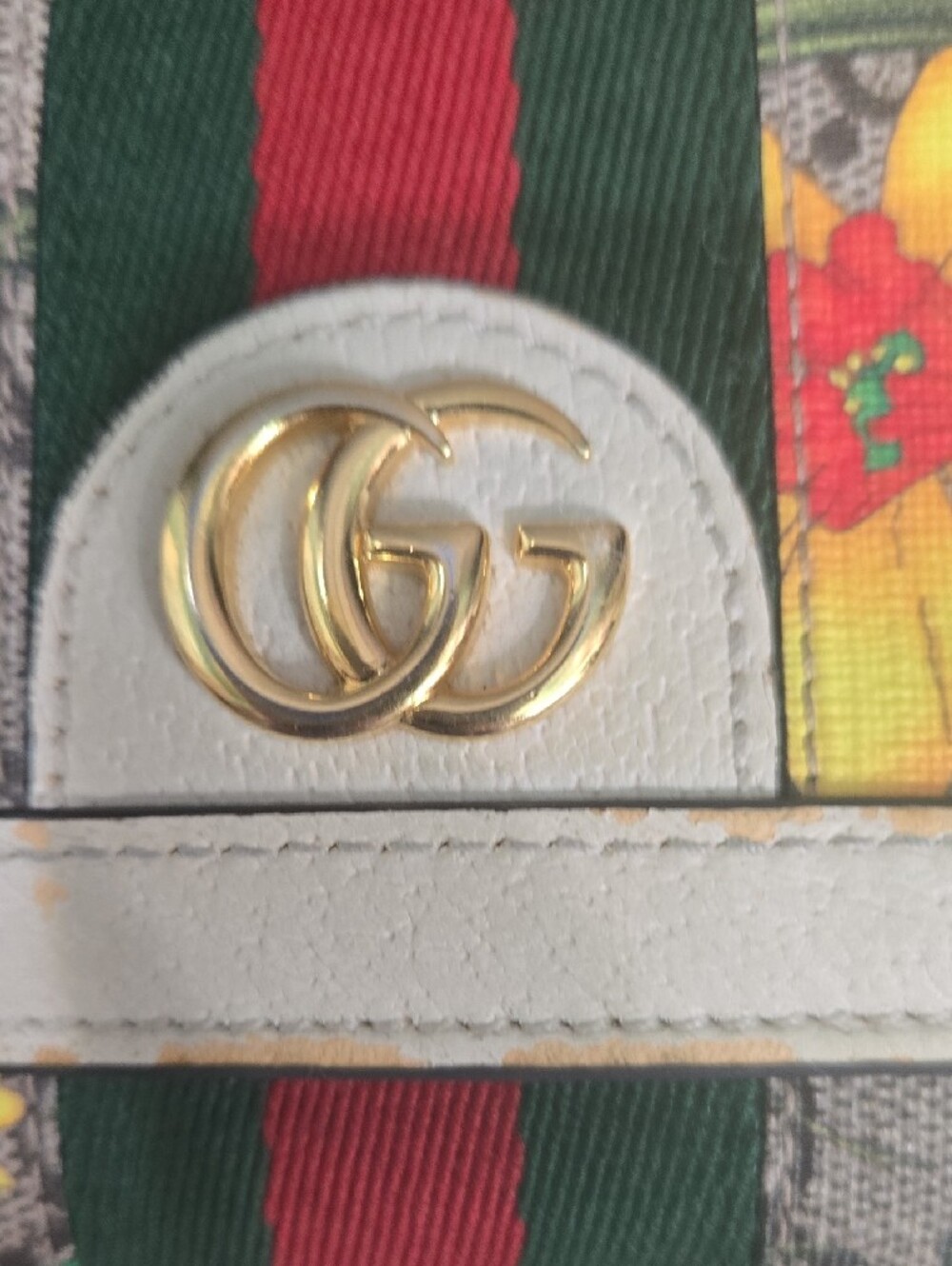 Gucci Floral Canvas Mini Wallet with Green-Red Web and White Trim - Picture 4 of 15